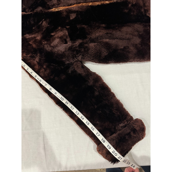 Vintage Faux Fur Coat Womens Dk Brown Plush Lined Warm Winter Jacket Sz S/M - Picture 7 of 8